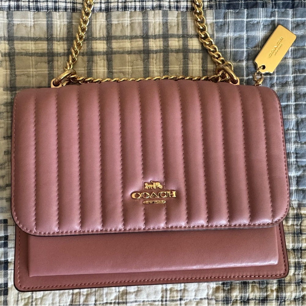 Coach Klare Pink and Gold Quilted Crossbody Shoulder Bag